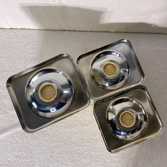 Vintage 70s Ekco Canada Limited Cream Beige Metal Canister Set Sugar Coffee Tea - Picture 7 of 11